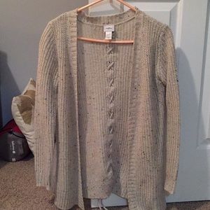 Sweater- detailing on back, tan